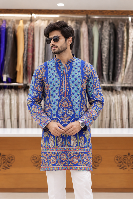 DESIGNER ROYAL NAVY BLUE WEDDING WEAR KURTA