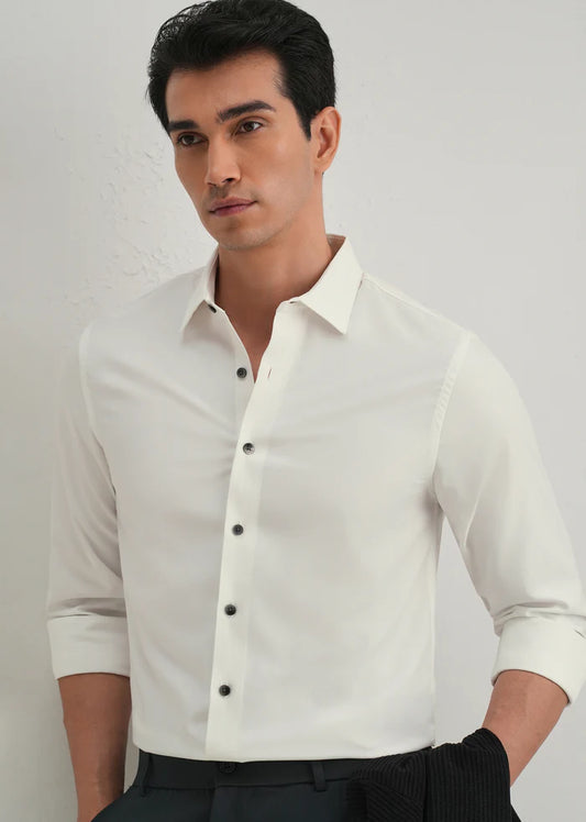 OFF-WHITE STITCHLESS PLACKET PREMIUM WRINKLE-FREE SHIRT