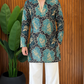ROYAL FESTIVE DESIGNER SHORT KURTA WITH WHITE WIDE-LEG TROUSERS