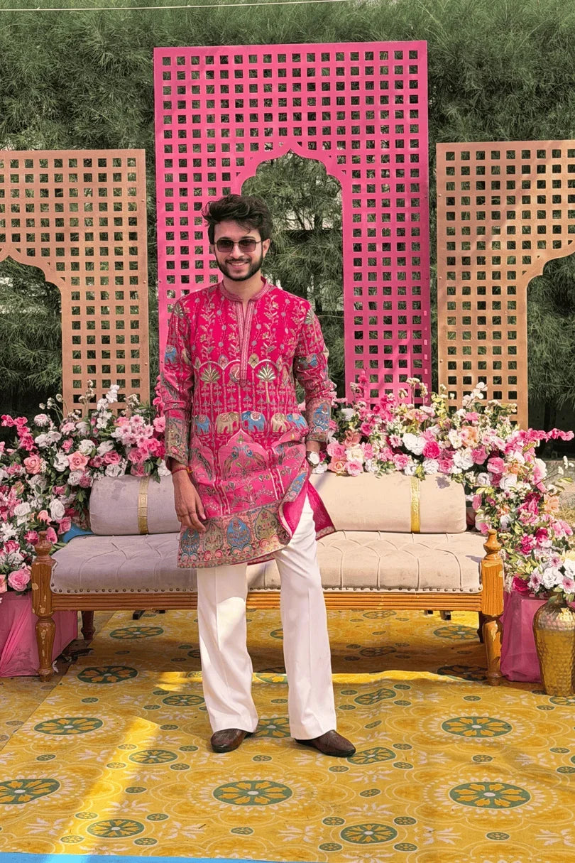 PREMIUM PINK ETHNIC KURTA FOR WEDDING & FESTIVE WEAR