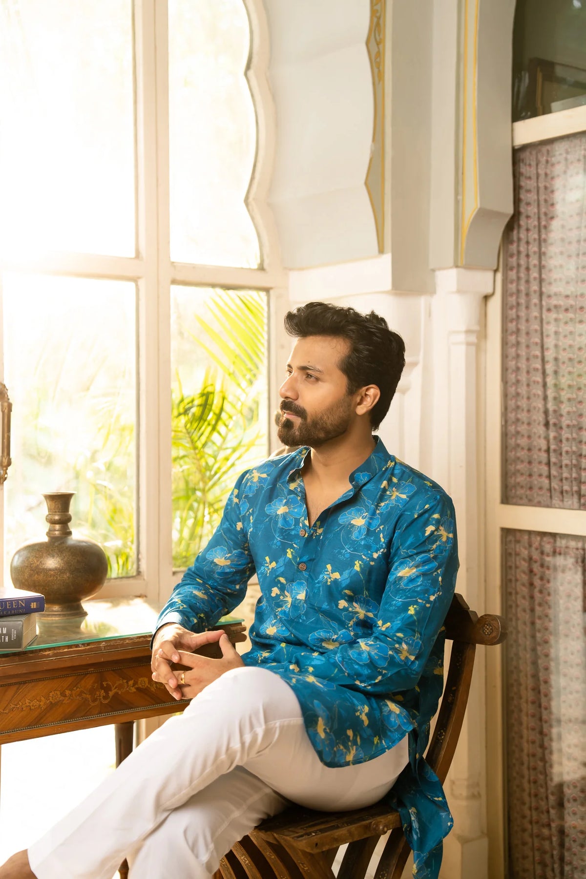 BLUE CERULEAN PETAL KURTA