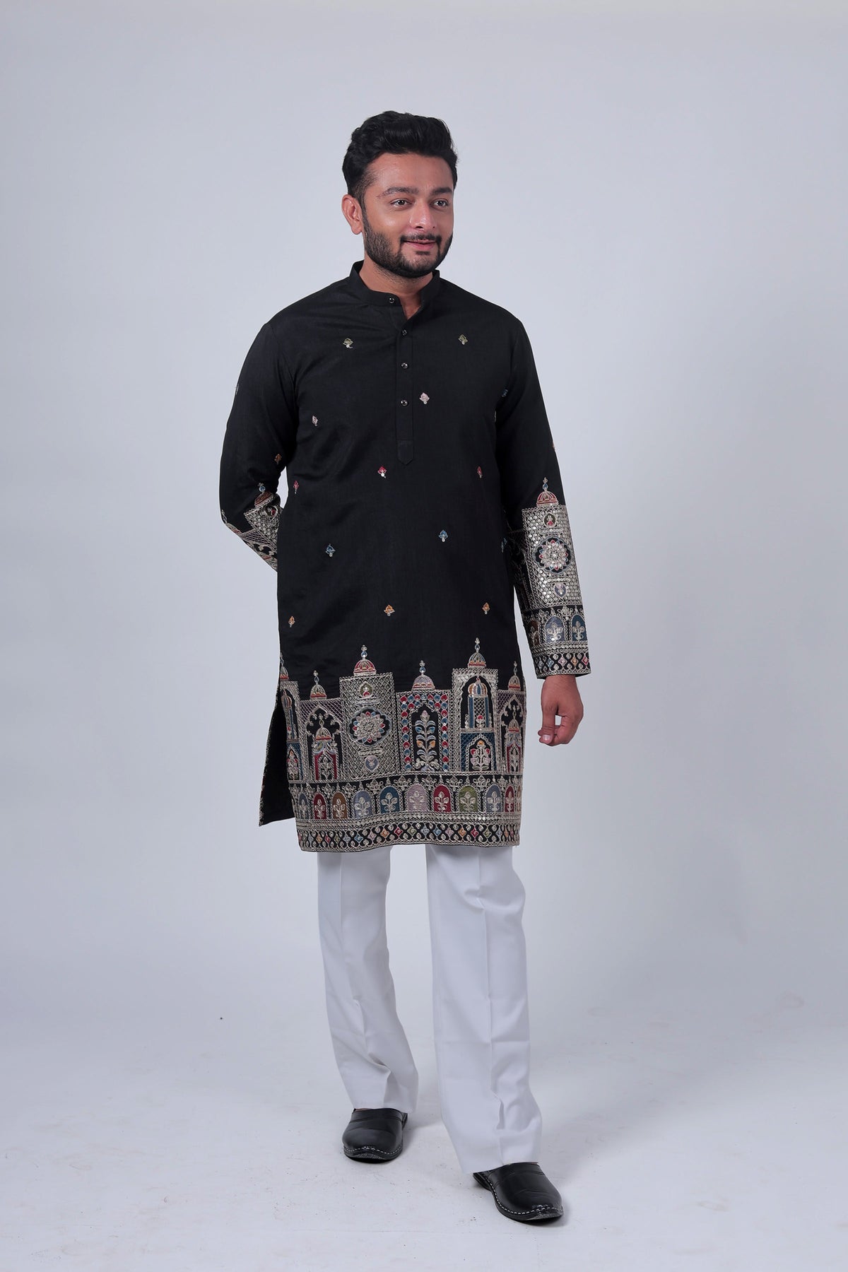 BLACK MIRROR & ZARI EMBROIDERED KURTA