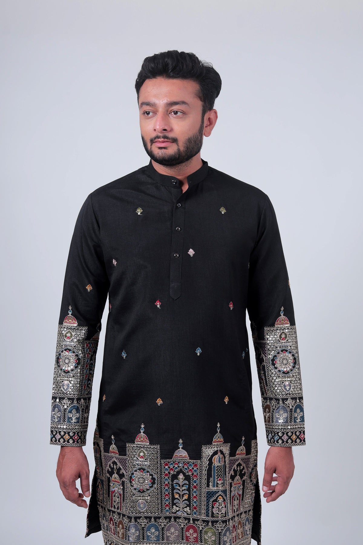 BLACK MIRROR & ZARI EMBROIDERED KURTA