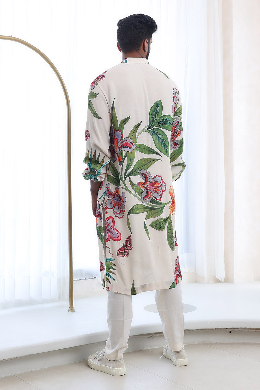 IVORY MODAL, COTTON EMBROIDERY STRAIGHT PRINTED KURTA PANT SET