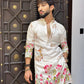 WHITE COW WITH LOTUS PRINTED KURTA SET