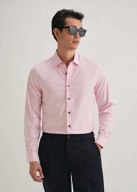 PINK STITCHLESS PLACKET PREMIUM WRINKLE-FREE SHIRT