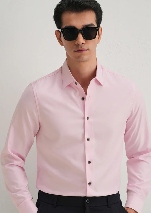 PINK STITCHLESS PLACKET PREMIUM WRINKLE-FREE SHIRT