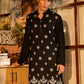 Black Cotton Blend Gold Patran Work KURTA