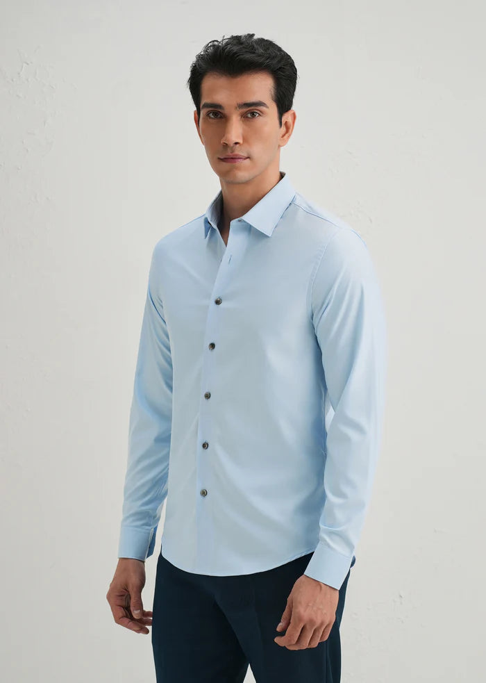 SKY BLUE STITCHLESS PLACKET PREMIUM WRINKLE-FREE SHIRT