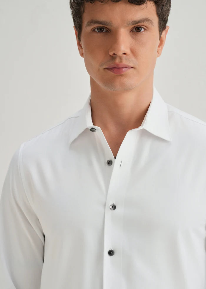 WHITE STITCHLESS PLACKET PREMIUM WRINKLE-FREE SHIRT